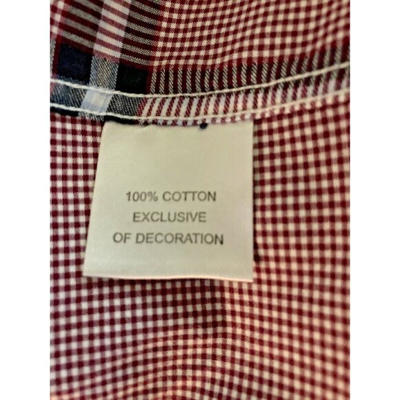TailorByrd Collection Shirt Mens L Button Gingham Red Plaid Contrast Flip Cuff - Picture 7 of 8